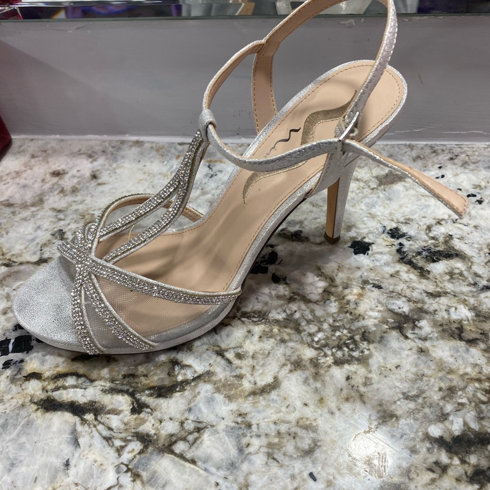 Elegant Silver Strappy Heels